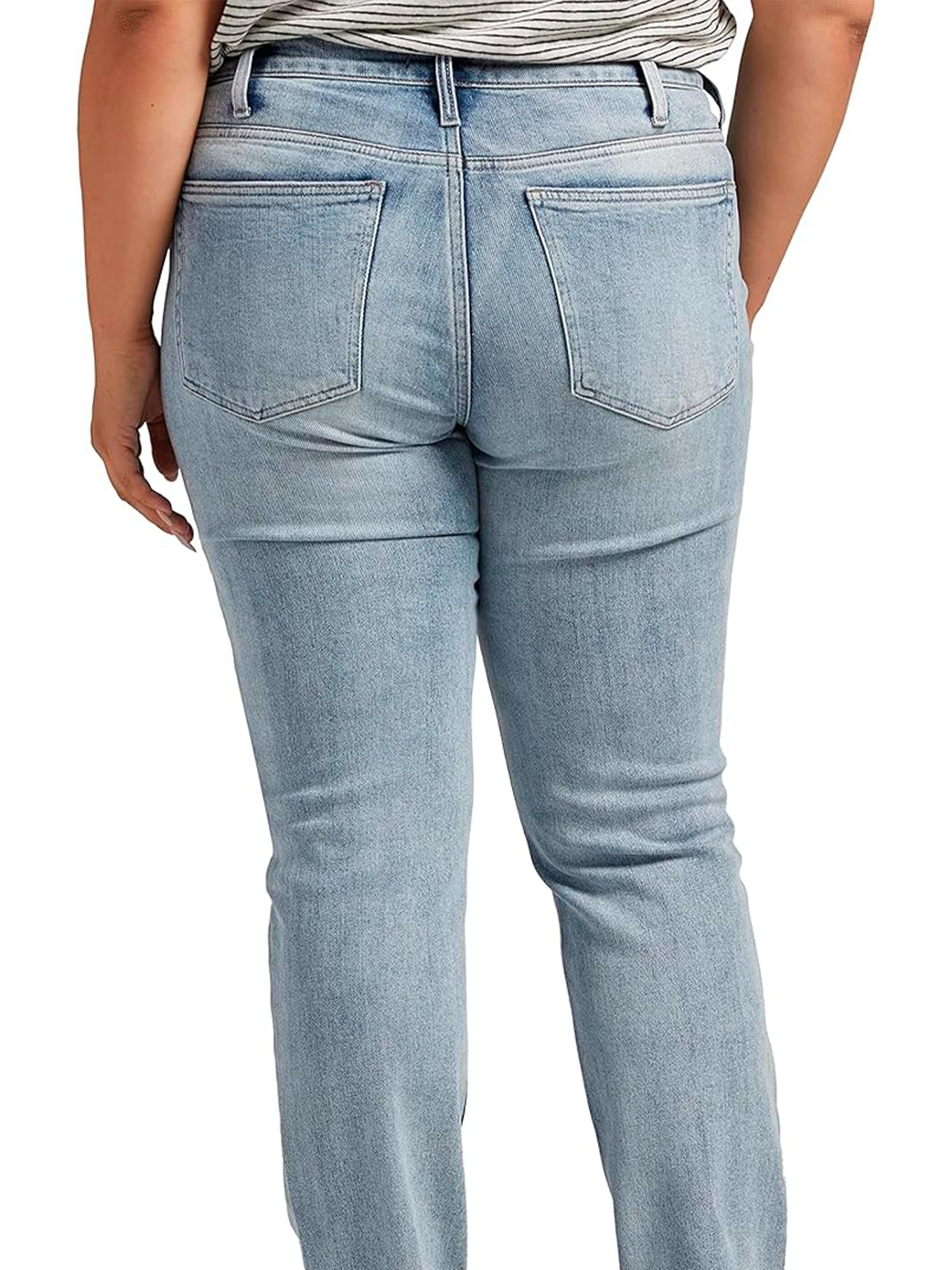 Silver Jeans Co. Women's Plus Size Most Wanted Mid Rise Straight Leg Jeans - Comfortable & Stylish Denim Pants for Casual Wear & Everyday Outfits