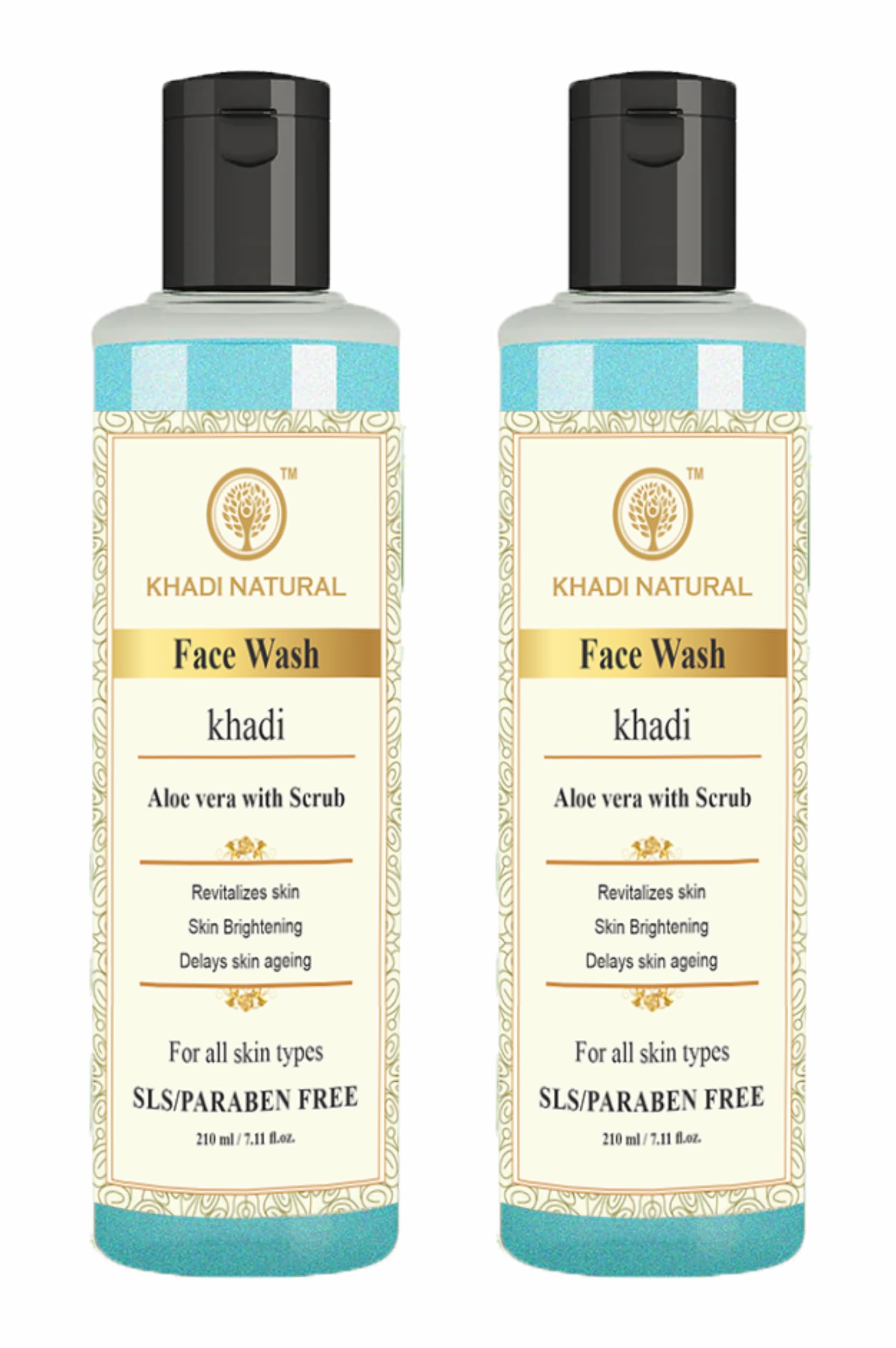 KHADI NATURAL Aloe Vera with Scrub Face Wash - 600ml | SLS & Paraben Free | Gentle Exfoliating & Cleansing for All Skin Types | Perfect for Daily Skincare Routine & Acne-Prone Skin
