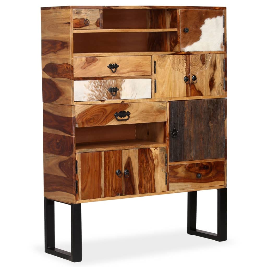 Antique-Style Solid Sheesham Wood Console Table with Storage Drawers - 39.4