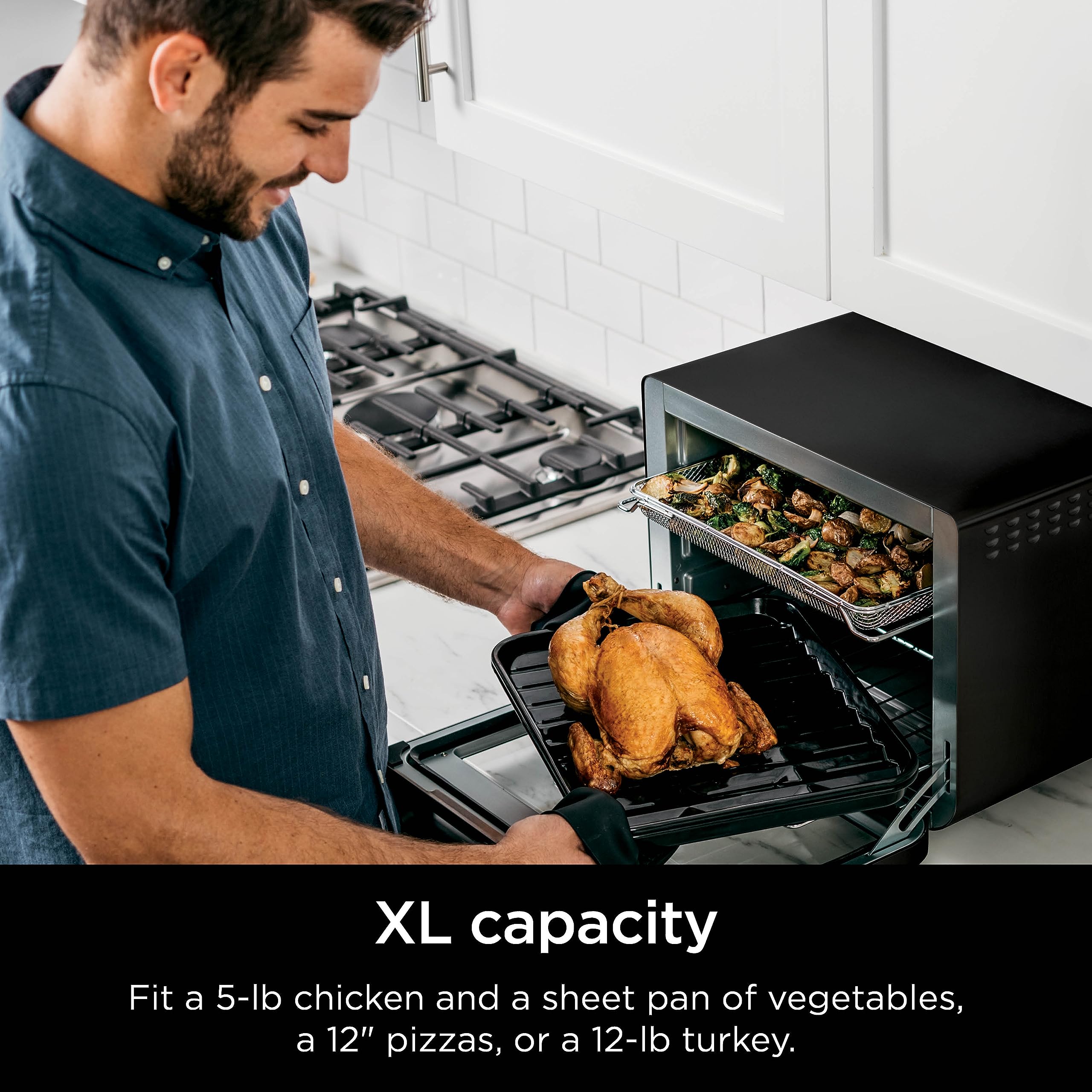 Ninja DT202BK Foodi 8-in-1 XL Pro Air Fry Oven - Large Countertop Convection Oven & Digital Toaster Oven with 1800W Power (12-inch, Black) - Perfect for Baking, Roasting, Air Frying & Toasting at Home