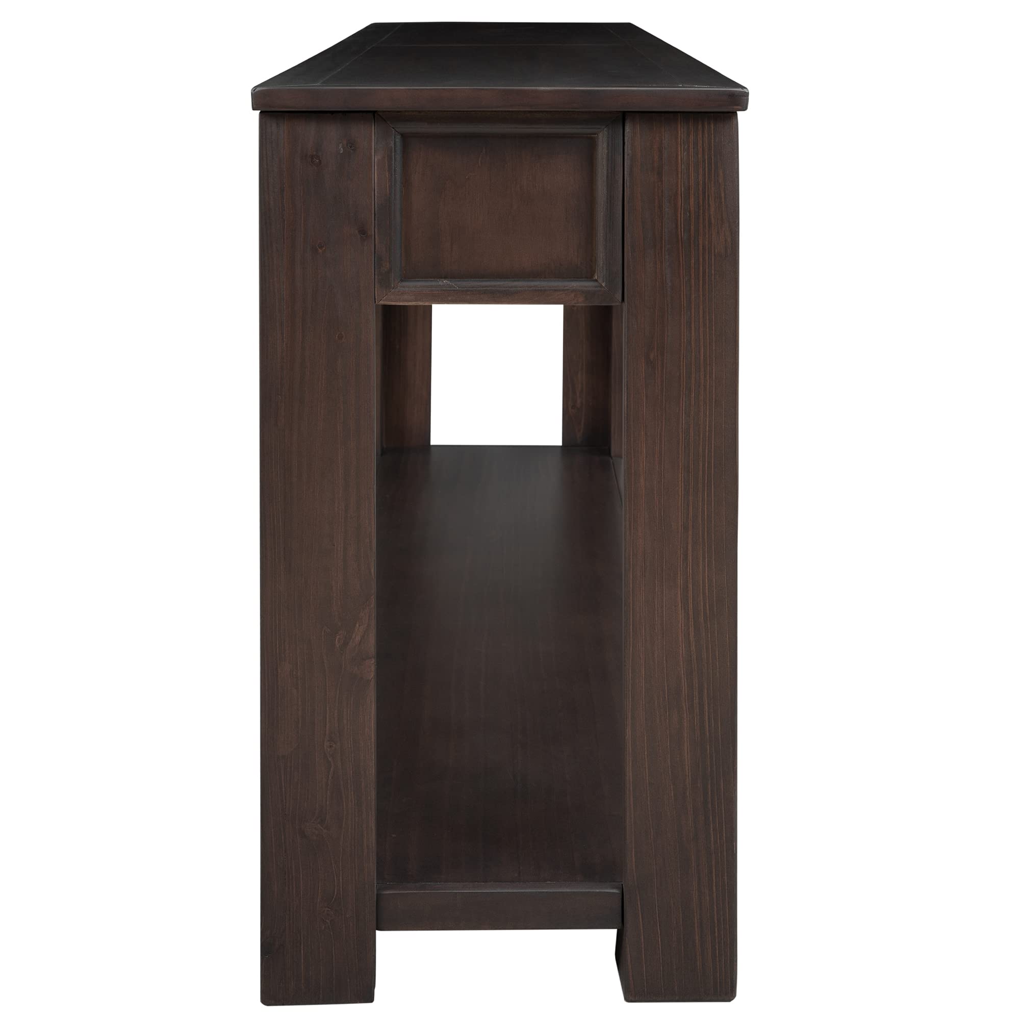 P PURLOVE Espresso Console Table with Storage Drawers & Bottom Shelf - Entryway Hallway Sofa Table for Living Room, Bedroom & Office Decor