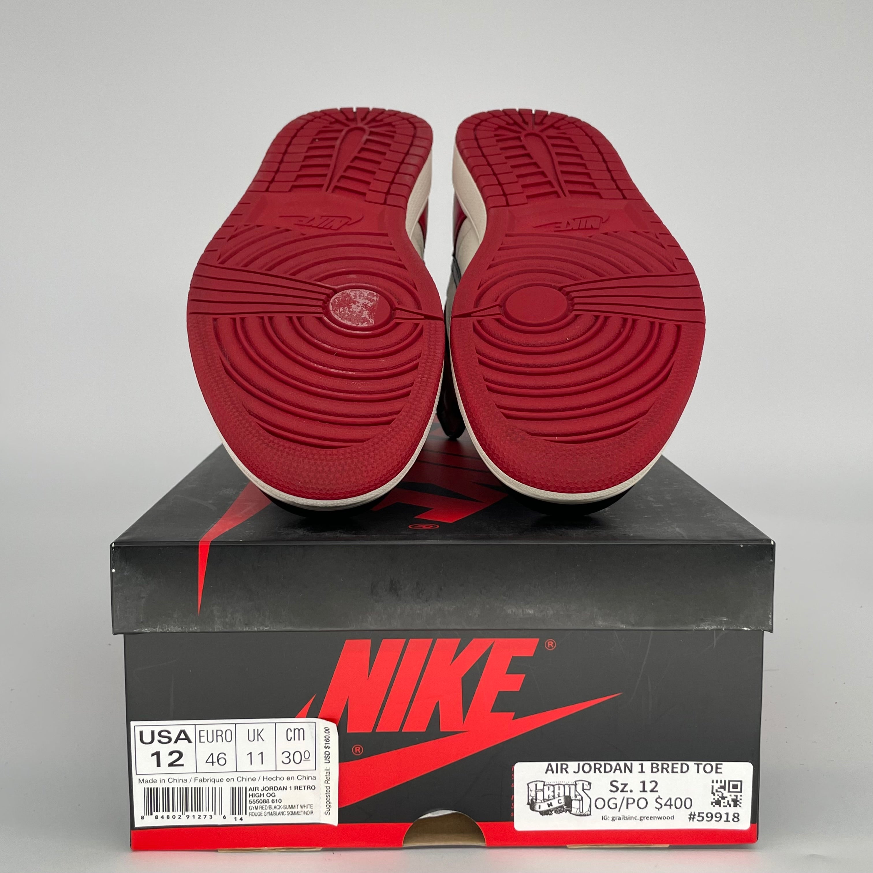 Air Jordan 1 Retro High OG 'Bred Toe' Men's Basketball Shoes Size 12 - 555088-610 | Authentic Sneakers for Streetwear, Sports & Collectors
