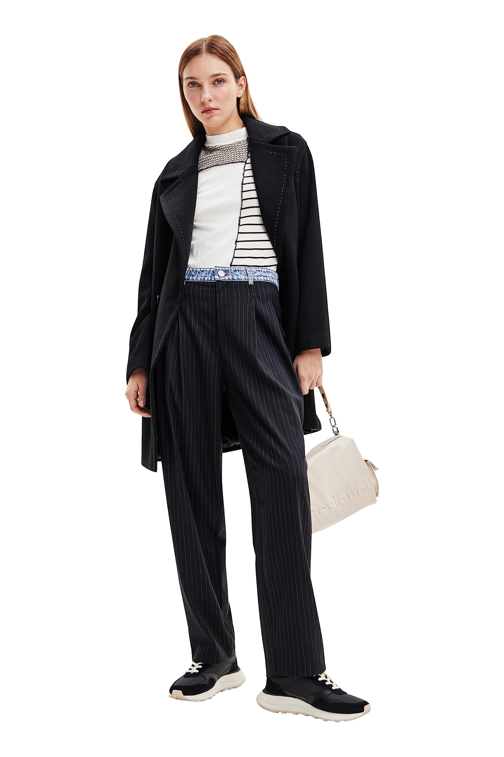 Desigual Women's Woven Long Pants - Comfortable High-Waist Trousers for Casual Wear, Office & Travel - Plus Size Available