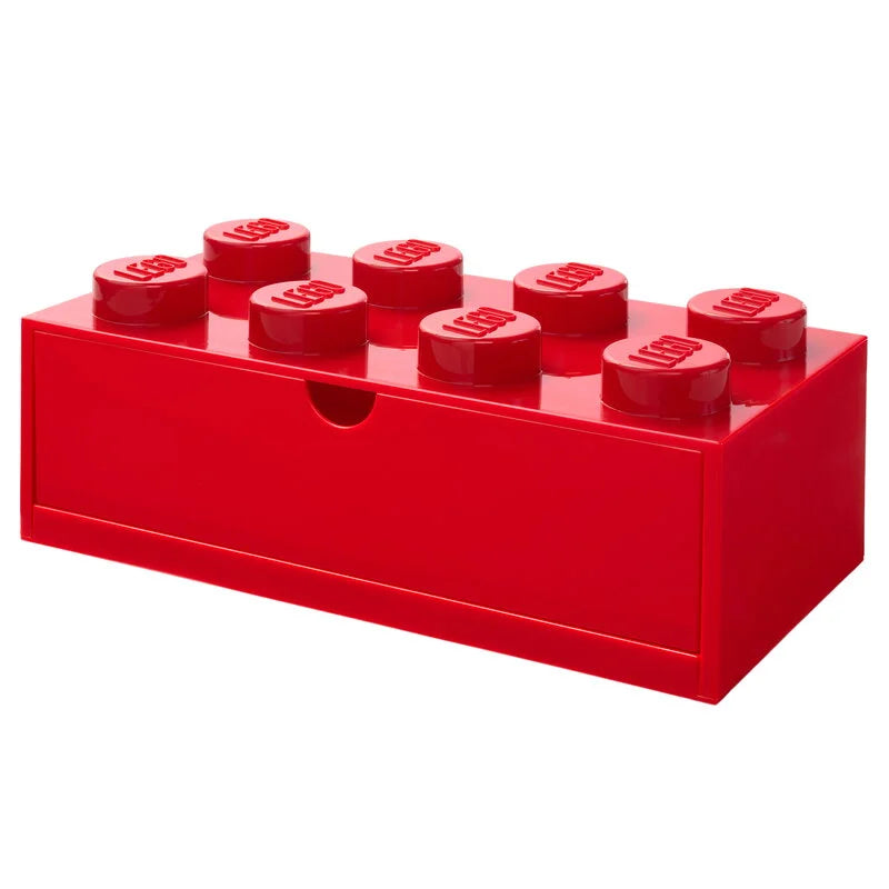 LEGO 8-Stud Desk Drawer Organizer - Red Building Blocks for Office & School Supplies Storage | Perfect for Desk Organization and Kids' Toy Storage