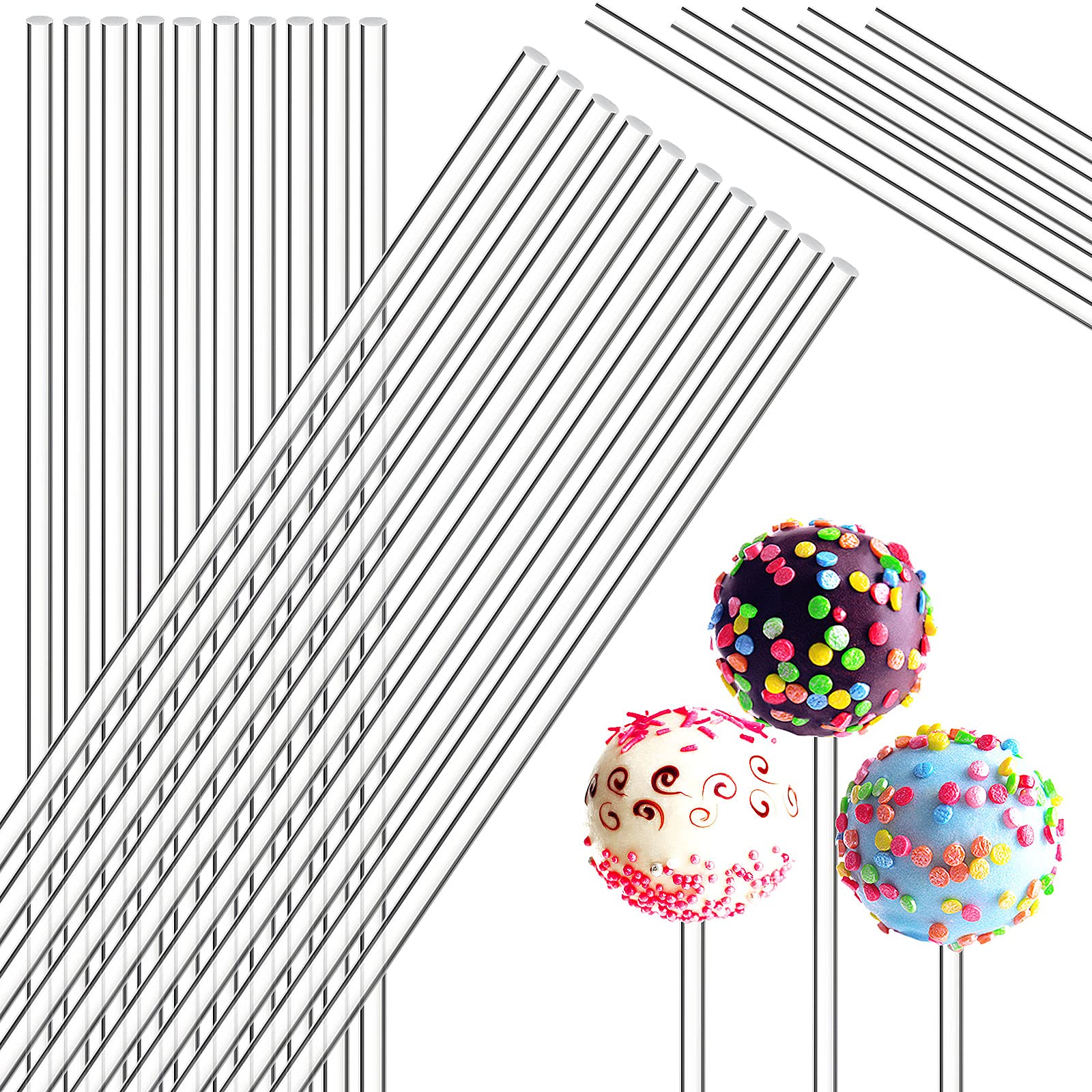 Zopeal 200-Pack Clear Acrylic Lollipop Sticks 6 Inch - Premium Cake Pop Sticks for Candy Making, Chocolate Dipping, Wedding Favors, Halloween & Christmas Treats - Perfect for DIY Desserts, Party Decorations and Baking Supplies
