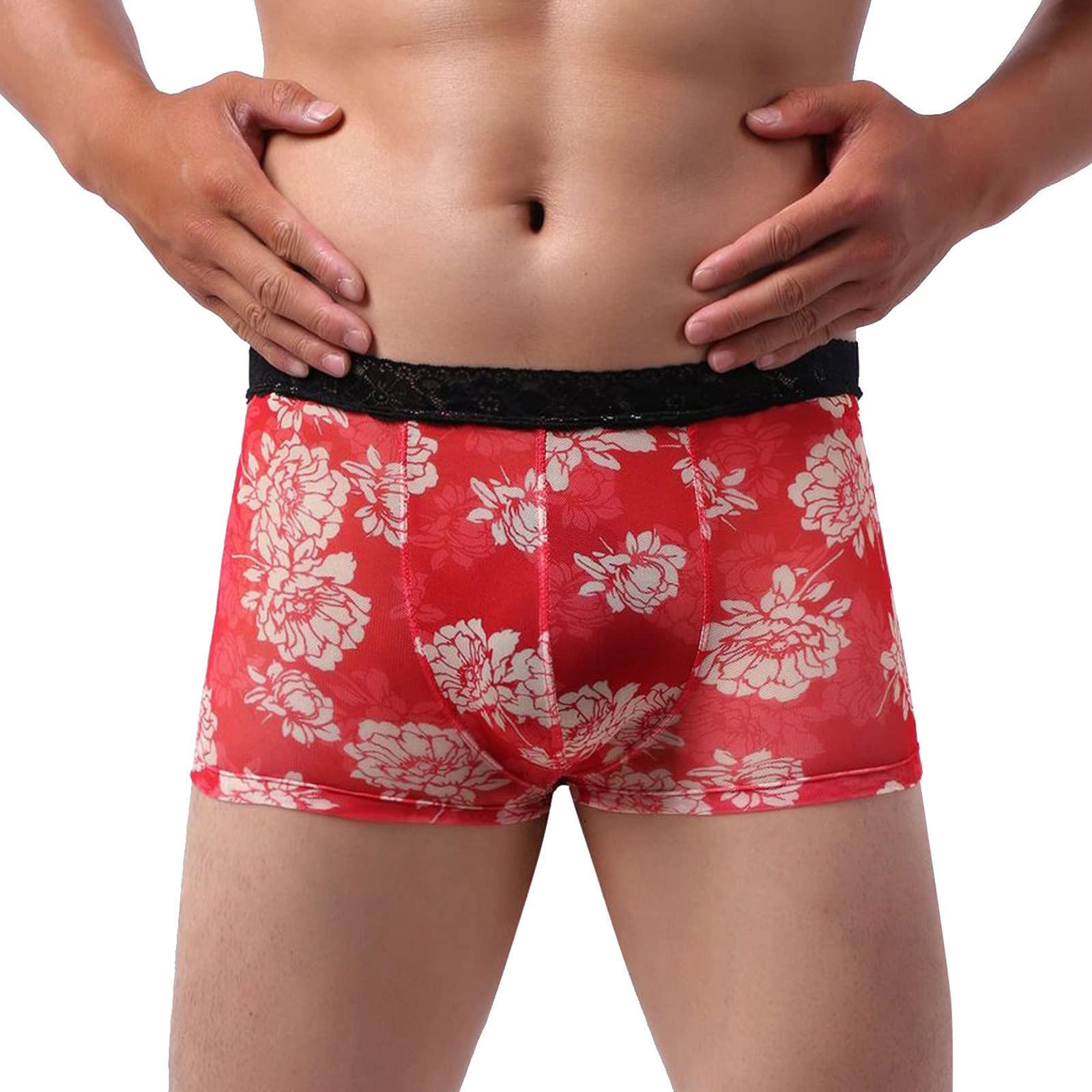 Lace Printed Boxer Underwear for Men - Breathable & Transparent Briefs with Copper Ion Technology - Perfect for Daily Wear, Sports & Comfort