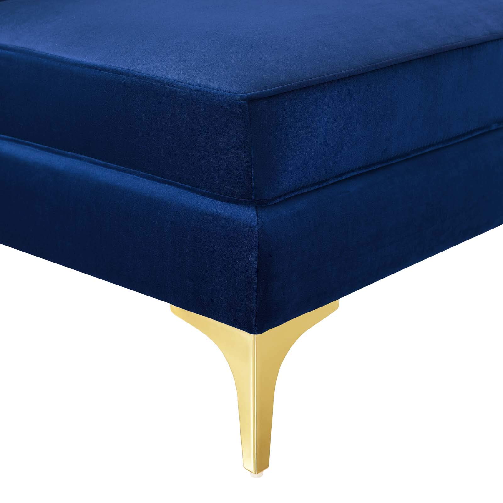 Modway Triumph Channel Tufted Performance Velvet 5-Piece Sectional Sofa in Navy Blue - Modern Living Room Furniture for Small Spaces & Apartments