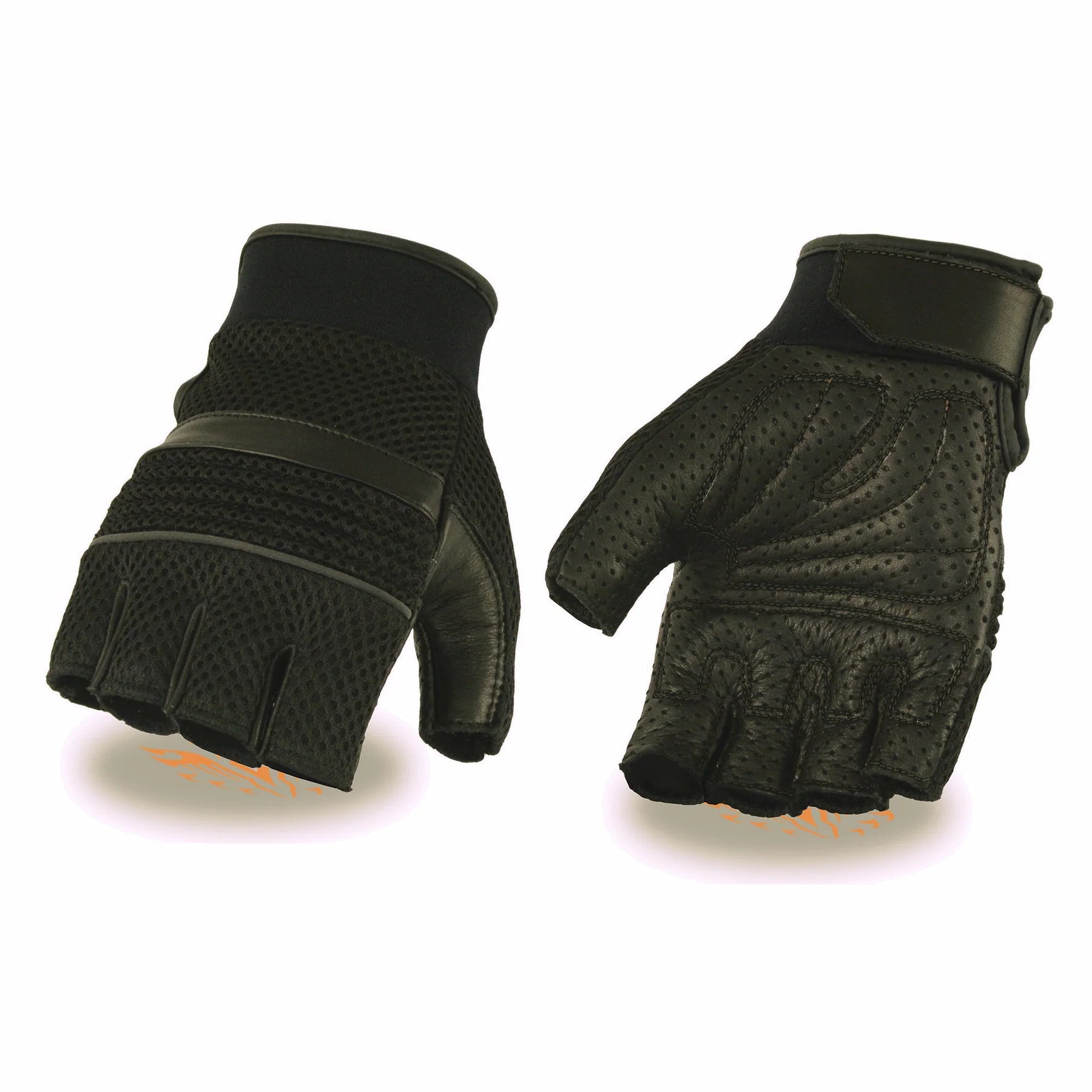 Men's Fingerless Leather Gloves - Breathable Mesh Design for Motorcycle Riding, Cycling & Outdoor Activities