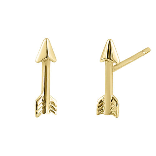14K Solid Yellow Gold Arrow Earrings for Women - Trendy Dainty Hoop Earrings for Everyday Wear, Gift for Her, Birthday, Anniversary