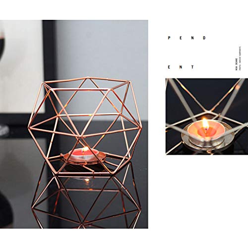 6-Piece Geometric Metal Candle Holder Set - Polished Tealight Candlesticks for Table Centerpieces, Wedding Decor, Party & Event Decoration - Perfect for Dining Tables, Mantels, and Home Interior Design