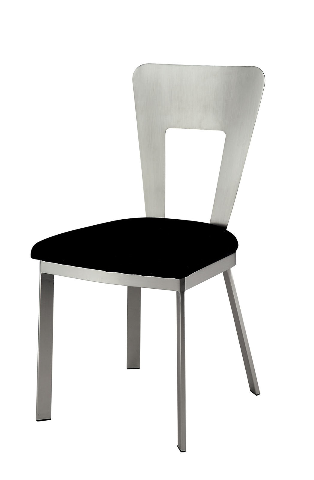 Modern Silver Metal 2-Piece Dining Chair Set with Black Microfiber Upholstery - Keyhole Back Design & Satin Powder Coating - Perfect for Kitchen, Dining Room, or Breakfast Nook Seating