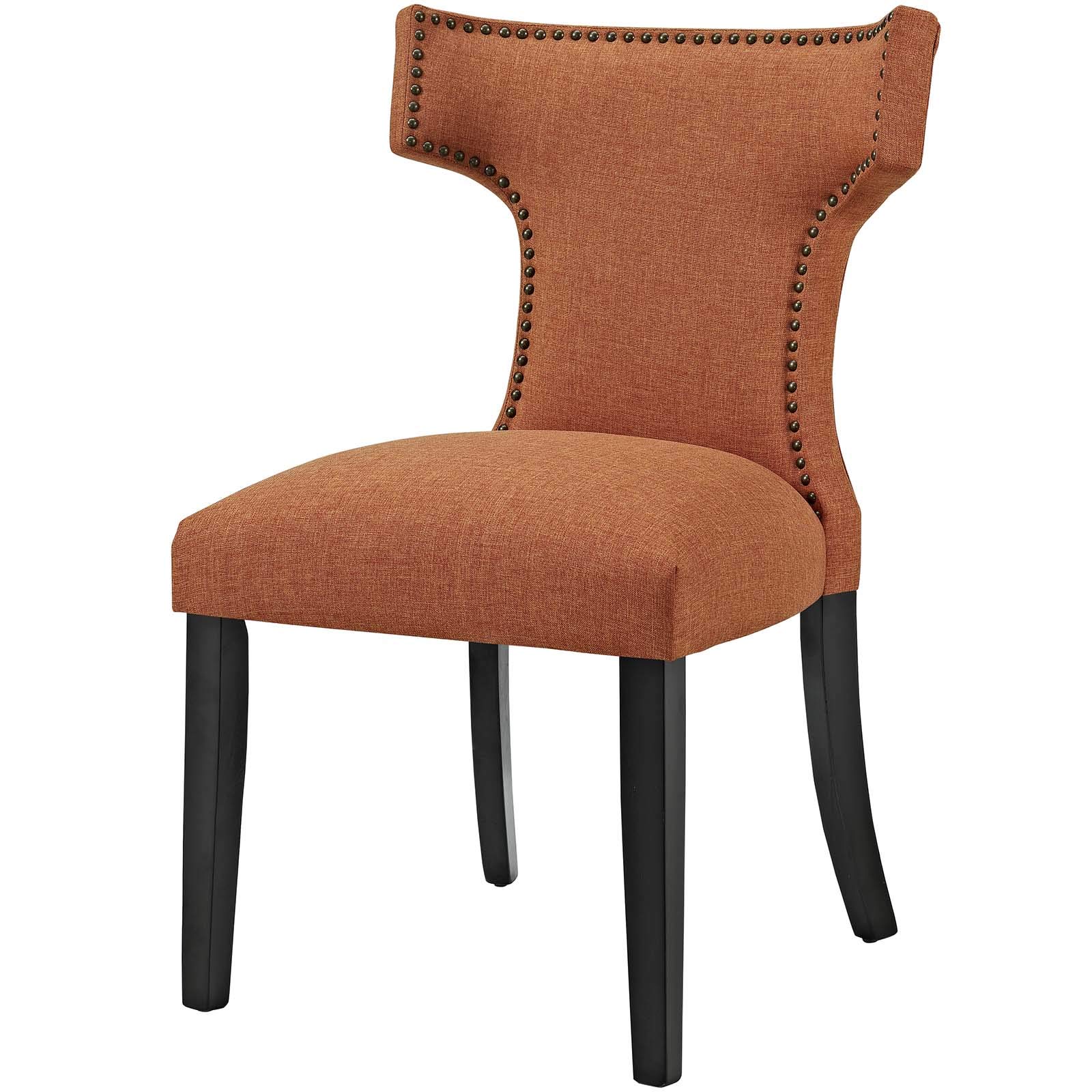 Modern Contemporary Urban Design Fabric Dining Chairs, Set of 2 - Orange Kitchen Side Chairs for Dining Room, Breakfast Nook & Small Space Decor