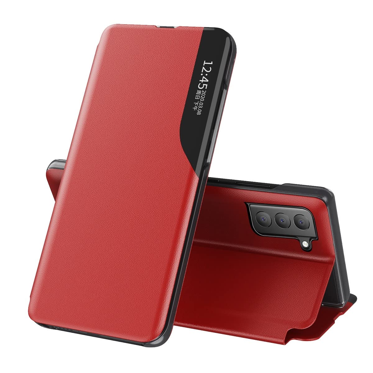 Premium PU Leather Flip Case for Samsung Galaxy S21 FE - Shockproof Side Display Cover with Stand & Sleep/Wake Function | Perfect for Work, Travel & Everyday Protection