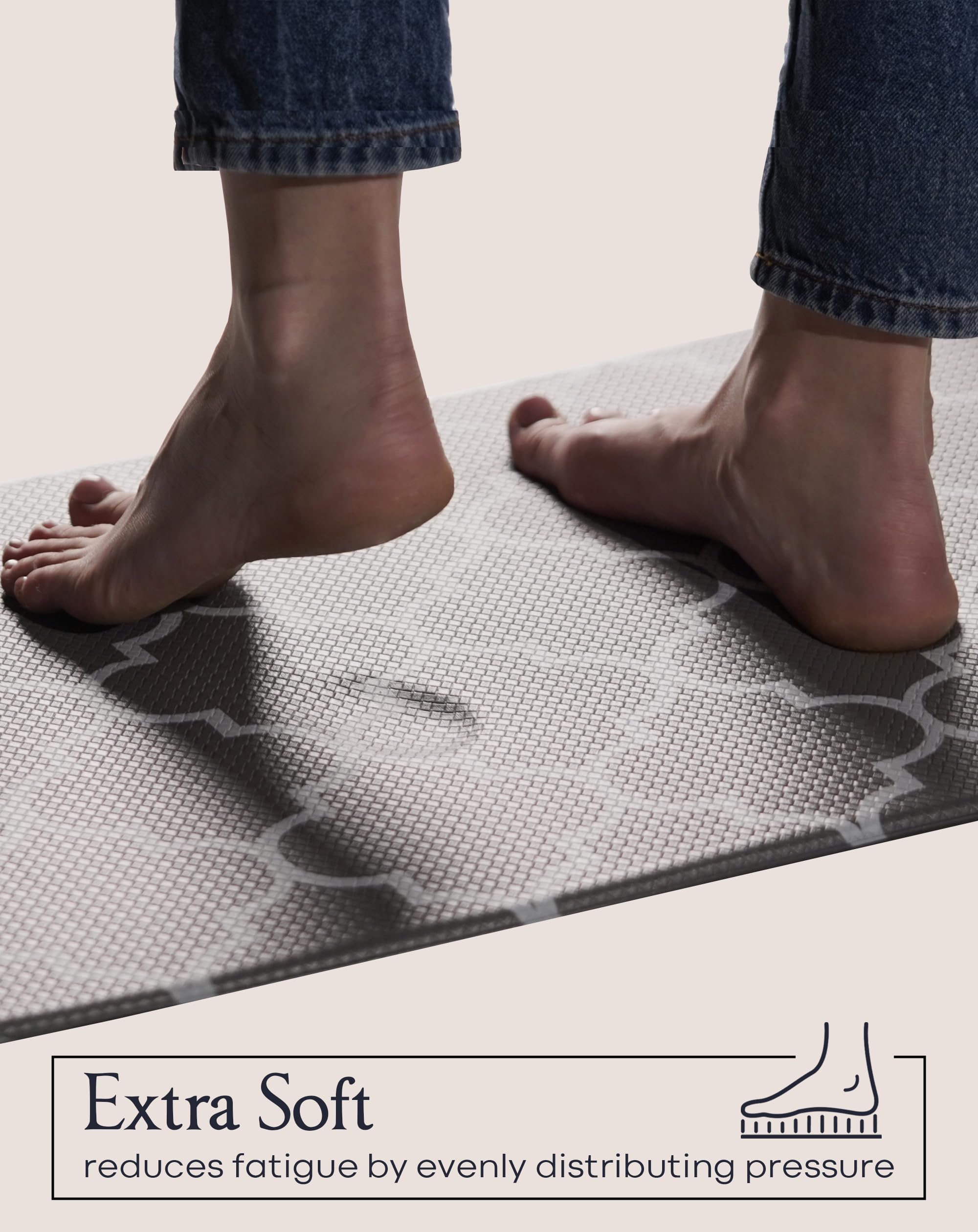 **Homergy Anti-Fatigue Kitchen Mats - 2 Pack Memory Foam Standing Mats for Office, Home & Laundry Room - Waterproof, Ergonomic Floor Cushion (17.3×30.3 & 17.3×59 Inches, Grey Lantern) - Perfect for Cooking, Dishwashing & Long Work Hours**