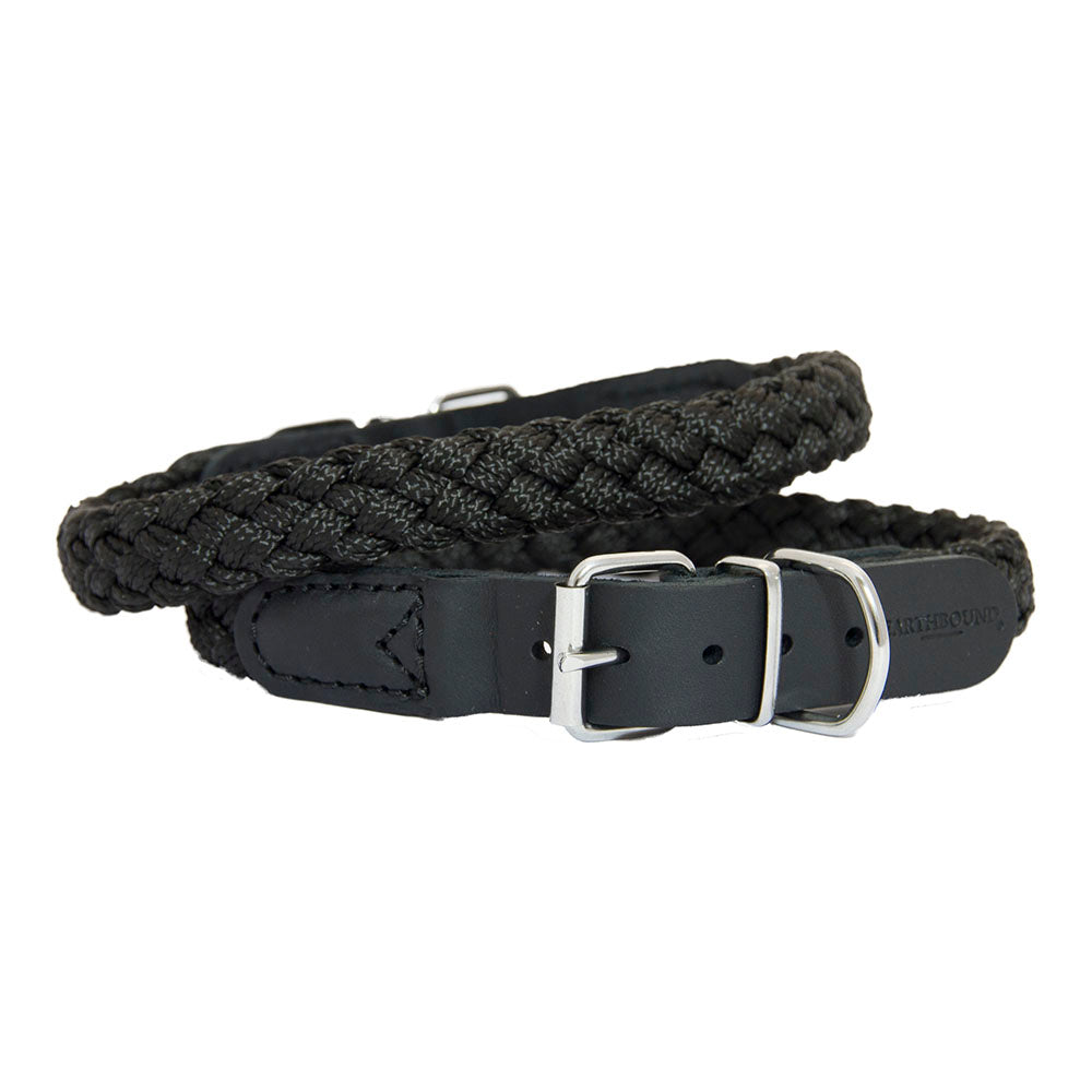 **EARTHBOUND Soft Braided Nylon & Leather Dog Collar - Adjustable, Durable Pet Collar for Small, Medium & Large Dogs - Perfect for Walking, Training & Outdoor Adventures**