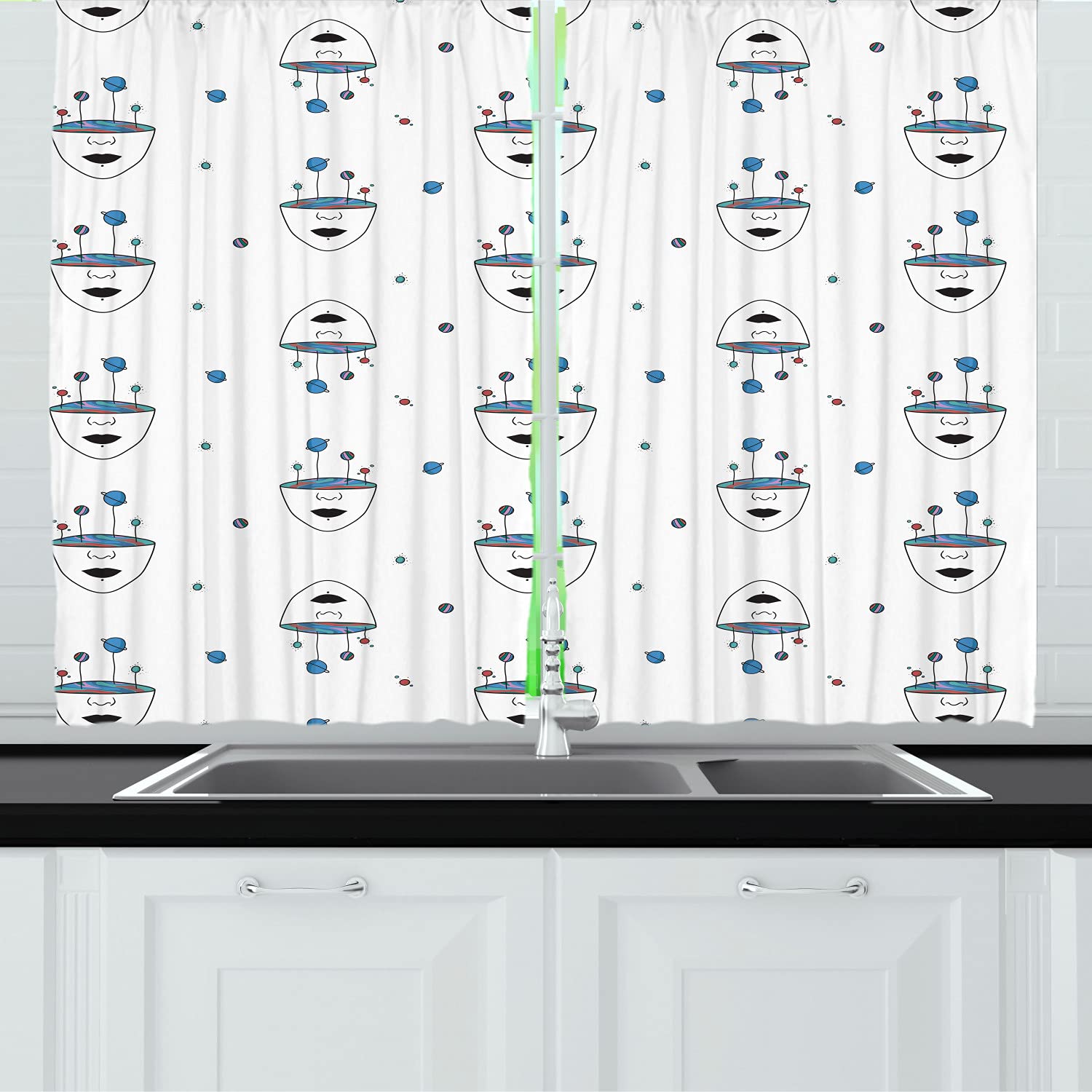 Ambesonne Celestial Kitchen Curtains - 55