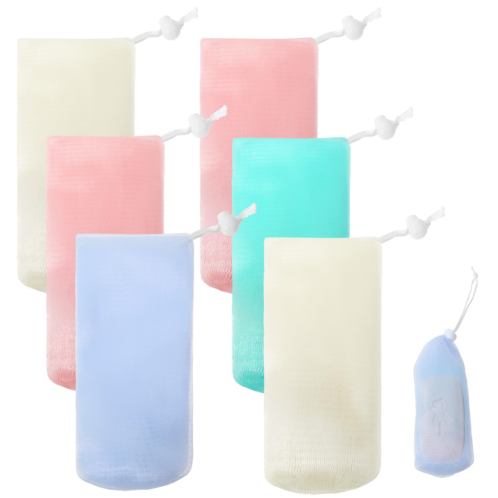 Bewudy 6-Pack Exfoliating Soap Pouches - Mesh Soap Saver Bags for Shower & Facial Cleansing | Creates Rich Lather, Saves Soap | Perfect for Travel, Gym & Eco-Friendly Bath Routine (4 Colors)