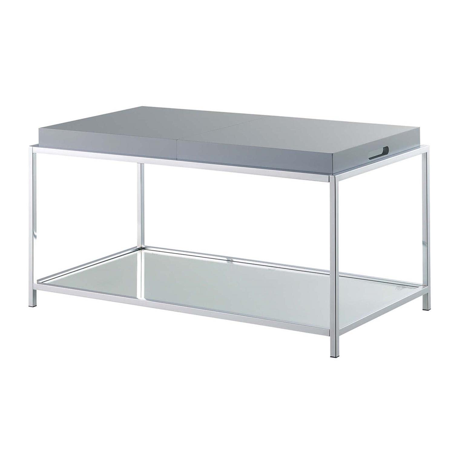 Palm Beach Coffee Table with Removable Trays & Shelf - Modern Gray End Table for Living Room, Perfect for Small Spaces & Home Decor
