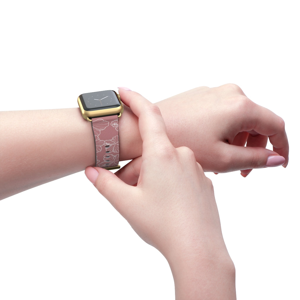 Premium Hibiscus Mauve Apple Watch Band - Soft Silicone Strap for Women & Men - Compatible with All Apple Watch Models - Perfect for Workouts, Running & Everyday Wear