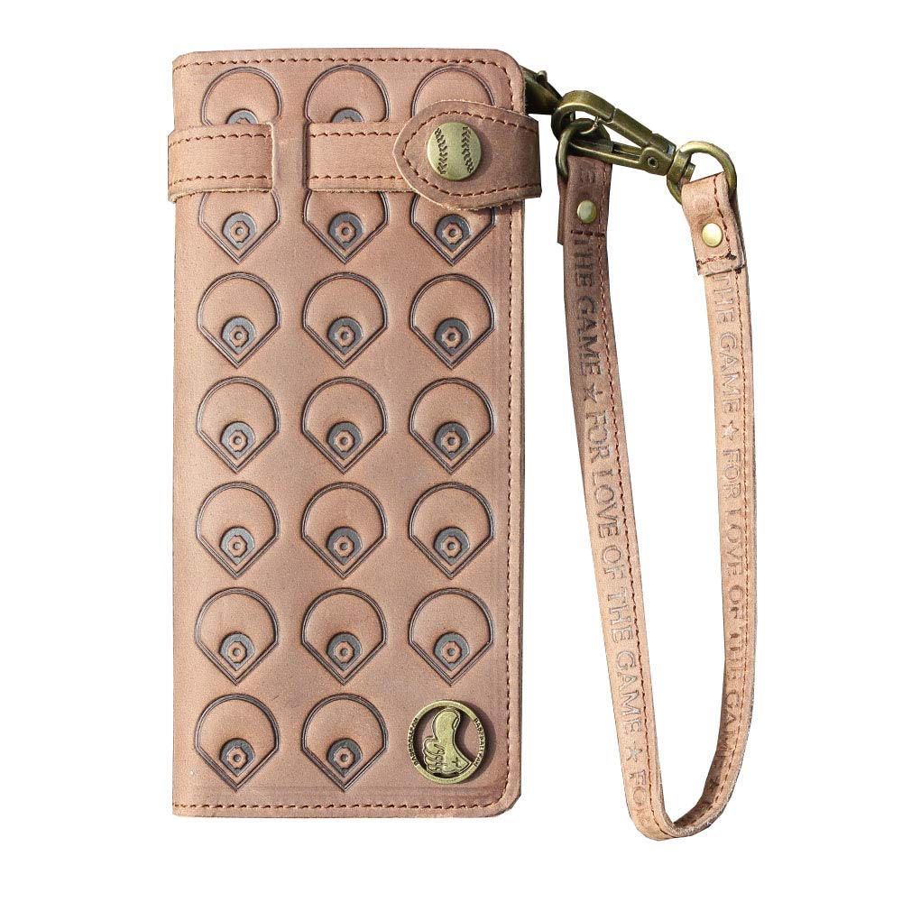 Premium Vintage Cowhide Leather Baseball Glove Wallet - RFID Blocking Wristlet Bag with Center Field Pattern - Women's Fashion Accessory Gift Box (Perfect for Baseball Games, Sports Events & Everyday Use)