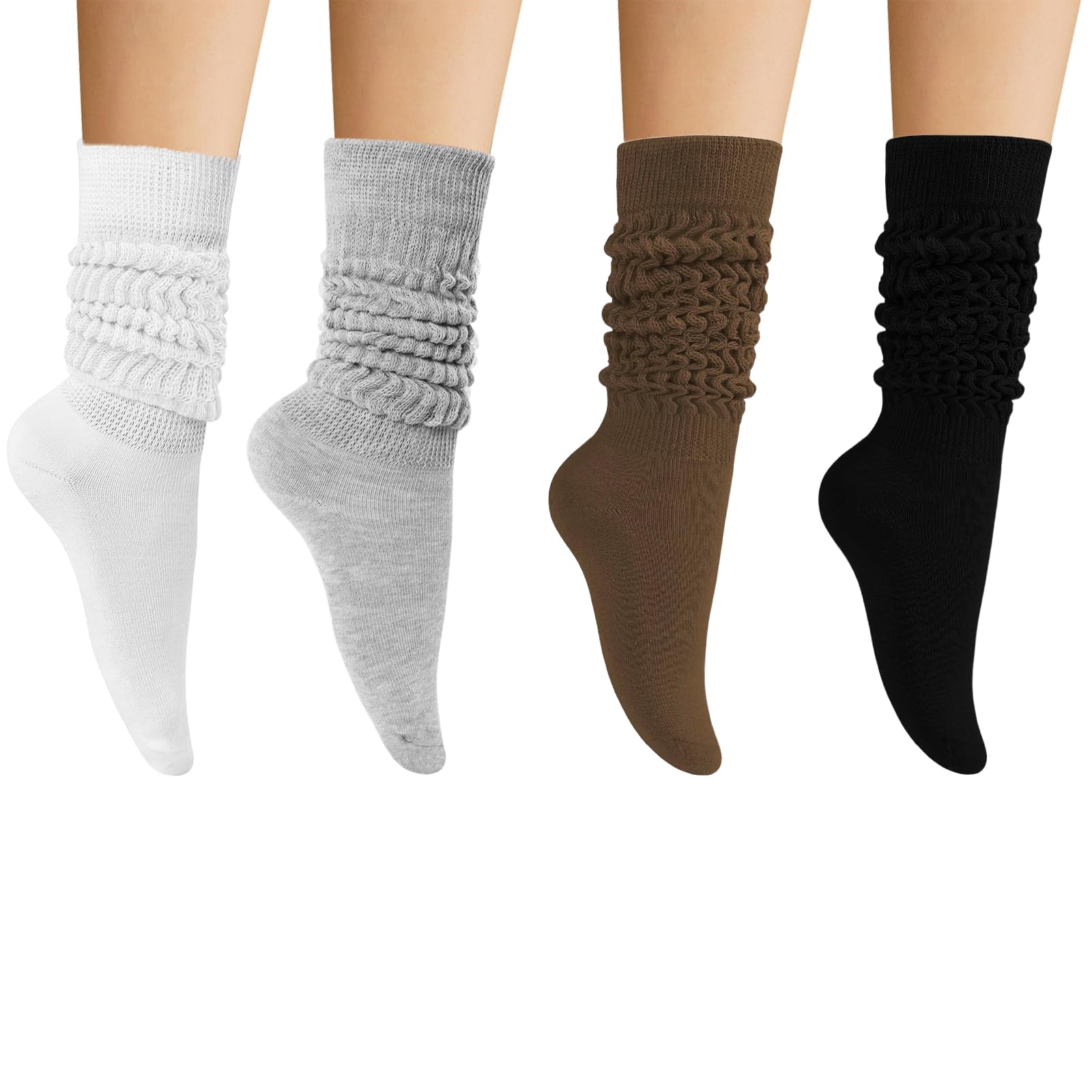 4 Pairs Women's Knee High Socks - Soft Stretchy Boot Socks for Women - Perfect for Winter, Boots & Casual Wear