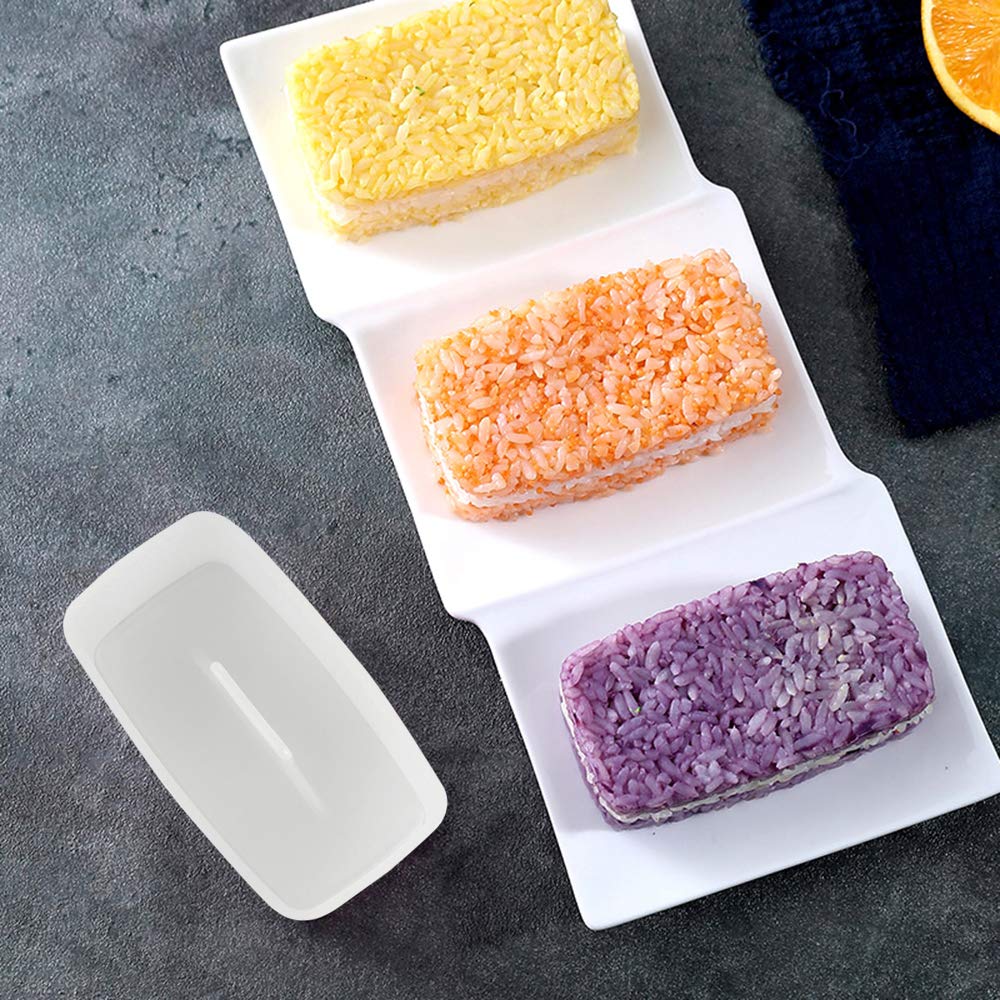 2-Pack Non-Stick Musubi Maker Press with Rice Paddle - Sushi & Onigiri Mold Kit - Hawaiian Spam Musubi Maker for Homemade Sushi, Rice Balls & Luncheon Meat Pressing (White) - Perfect for Meal Prep, Bento Boxes & Hawaiian-Themed Parties