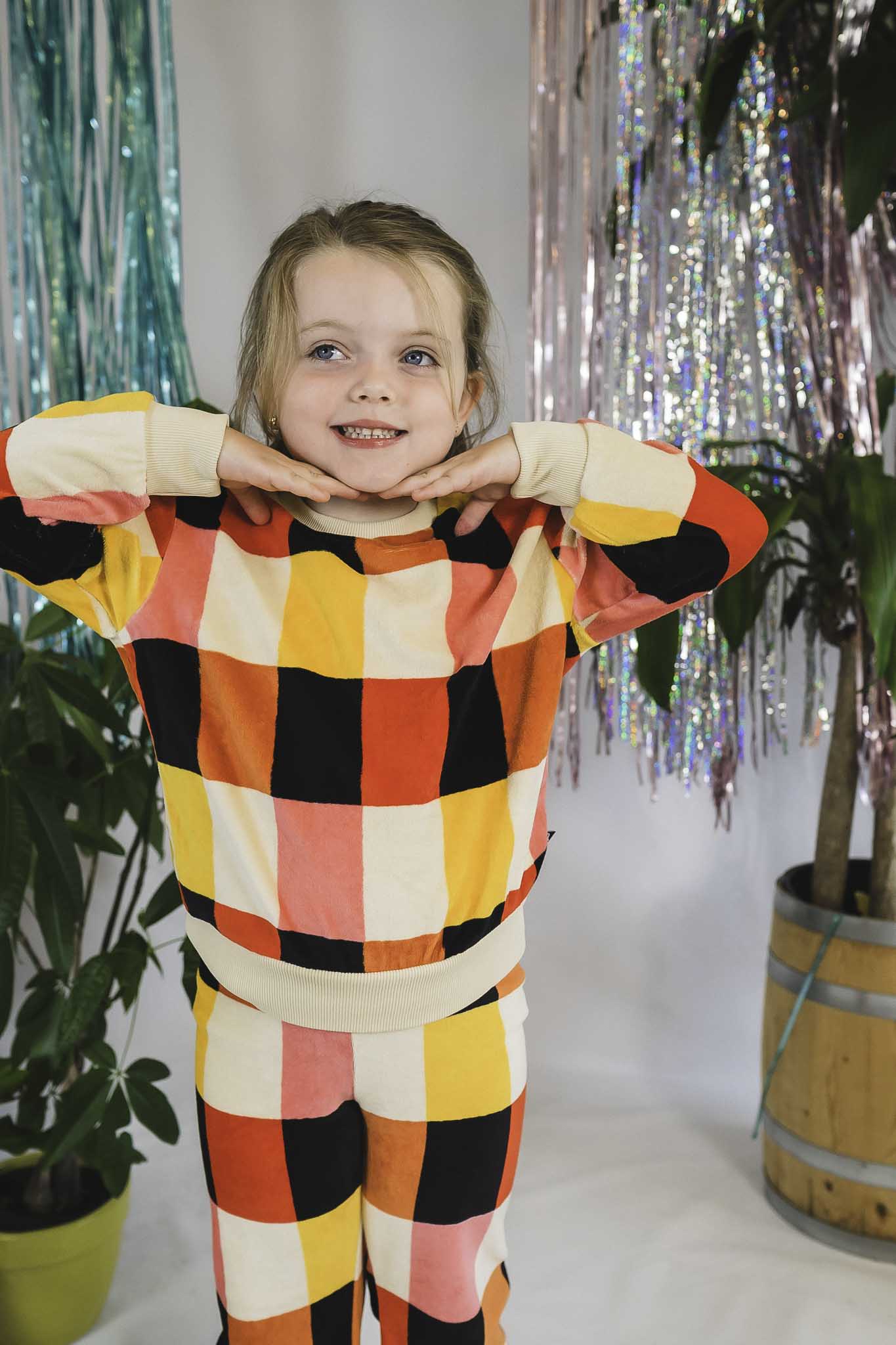 Velvet Checkers Sweater for Girls - Soft & Cozy Knit Pullover - Perfect for School, Playdates & Fall Fashion