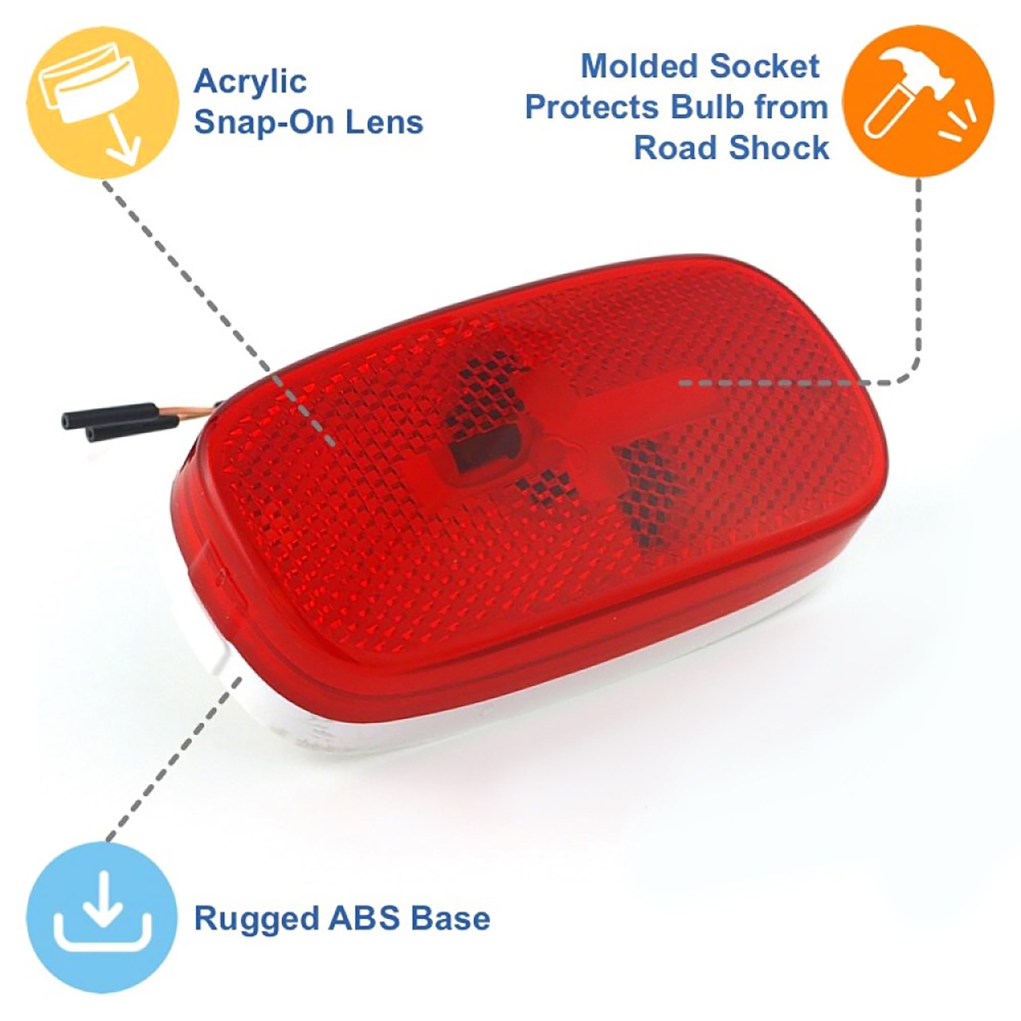 Lumitronics RV Clearance Marker Light - Red LED Side Marker Lights for Trucks, Trailers & Boats - Waterproof & Durable for Outdoor Use