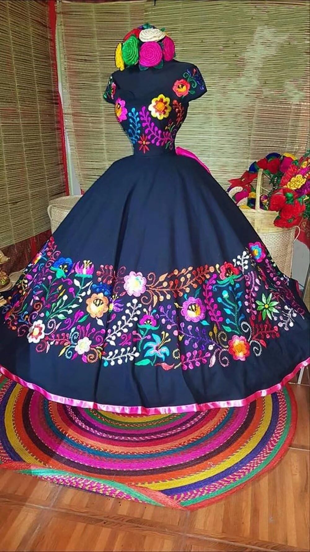 Elegant Satin Embroidered Quinceañera Dress - Mexican Style Off-the-Shoulder Prom Gown for Sweet 15 Birthday Party | Formal Ball Dress 2025 for Special Occasions & Quince Celebration
