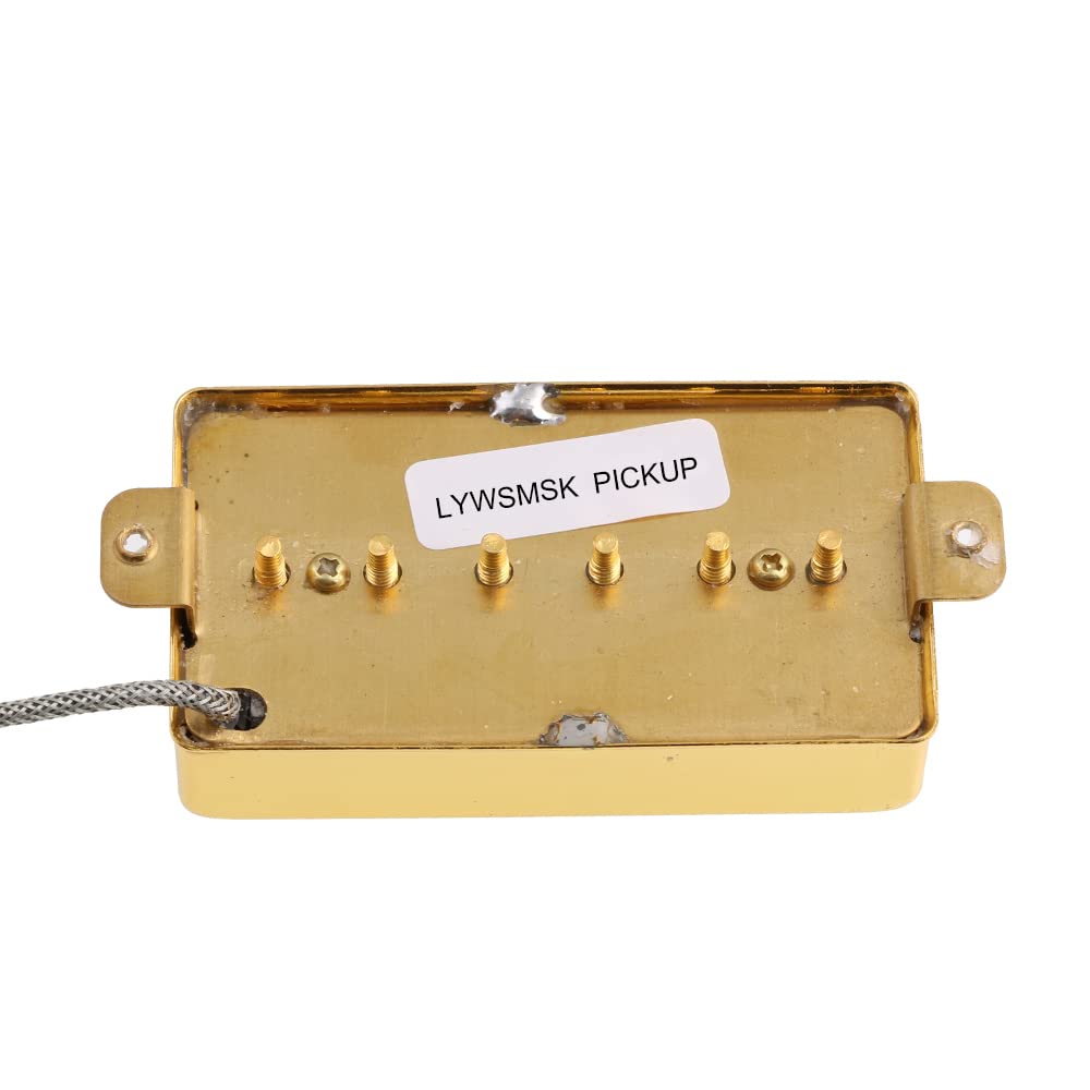 Alnico 5 Magnet Humbucker Sized P90 Electric Guitar Pickups - Gold Neck & Bridge Set for Blues, Rock & Jazz - Perfect for Les Paul, SG & Semi-Hollow Body Guitars