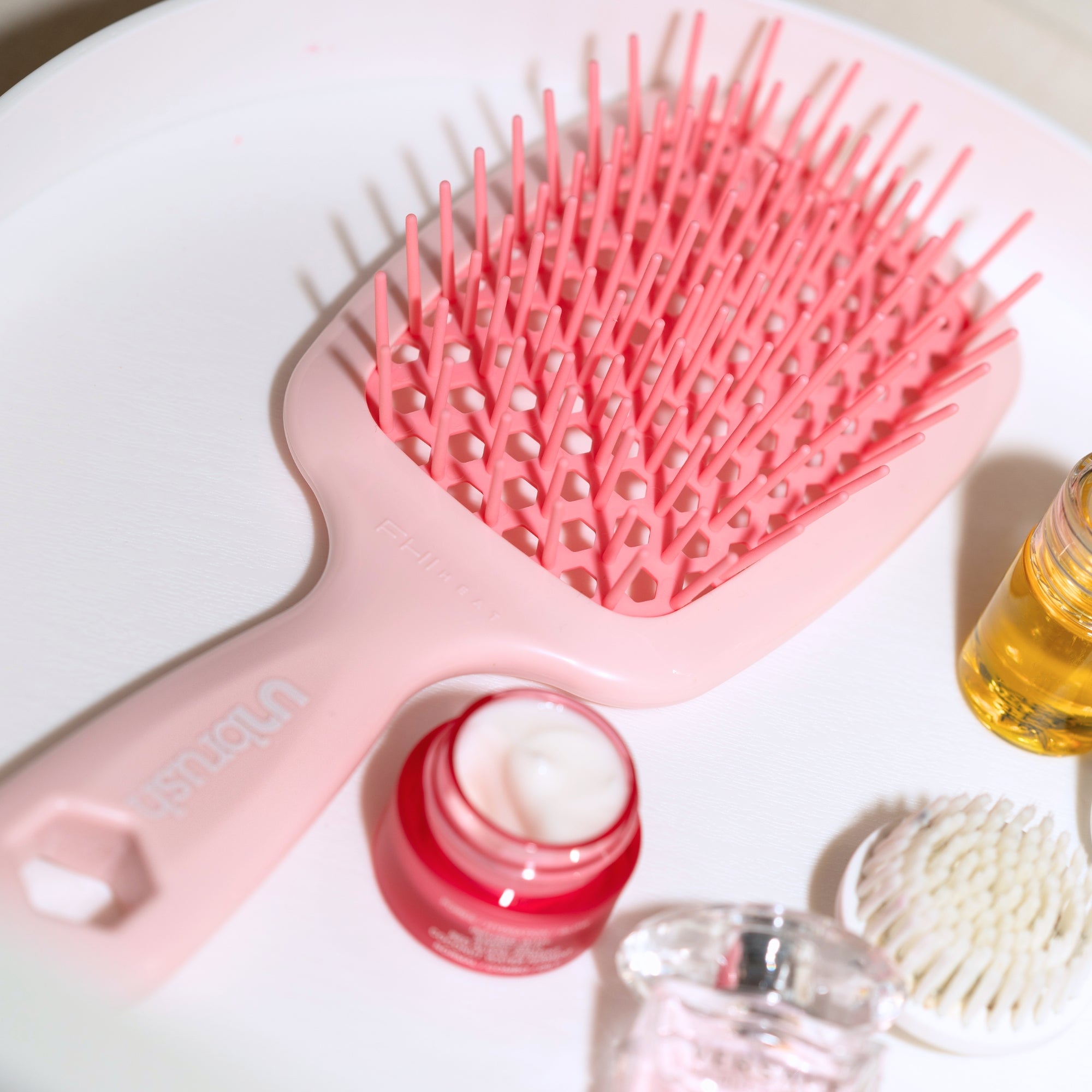 UNbrush Detangling Hair Brush for Wet & Dry Hair - Peony Pink - Perfect for Curly, Straight & Thick Hair - Salon Quality Hairbrush for Smooth & Pain-Free Styling at Home or On the Go