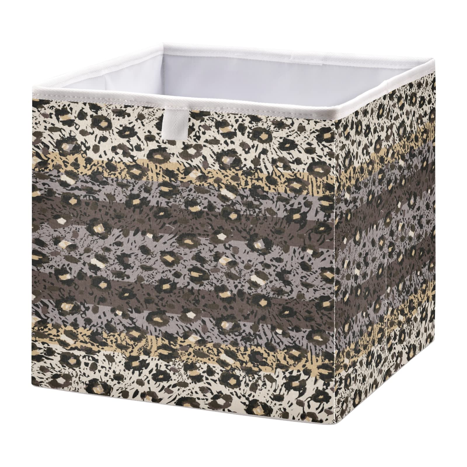 ALAZA 11 Inch Foldable Storage Bin Organizer - Abstract Leopard Cheetah Spot Zebra Striped Cube Basket for Closet, Cabinet, Shelf & Office Organization | Perfect for Home Decor, Kids Room Storage & Office Supplies