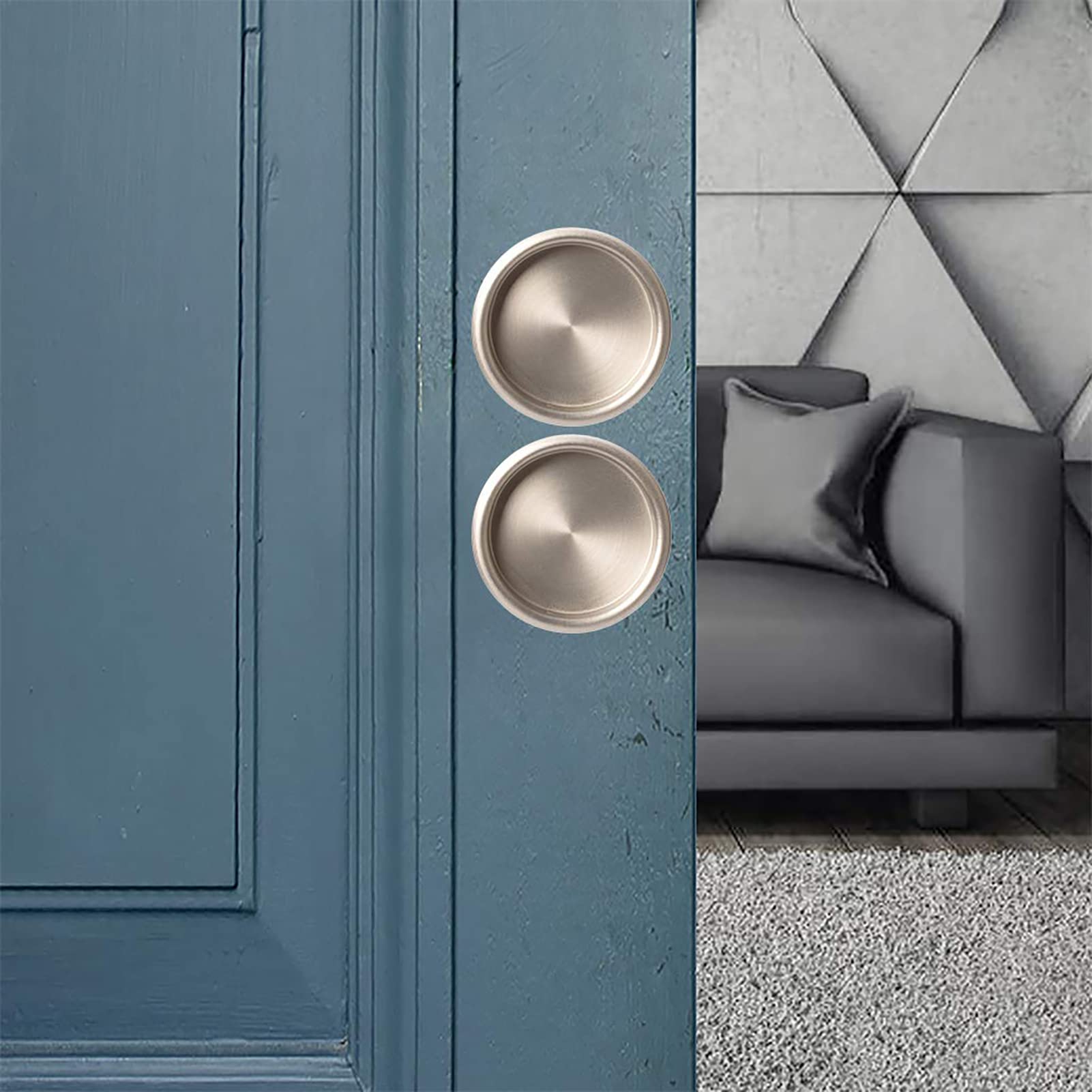 6 Pack Satin Nickel Round Closet Door Finger Pulls - 2-1/8