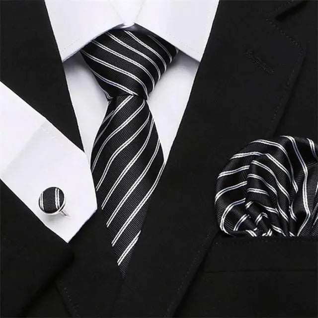 Premium Jacquard Woven Silk Necktie Set for Men - Elegant Formal & Business Attire - Perfect for Weddings, Office & Special Occasions