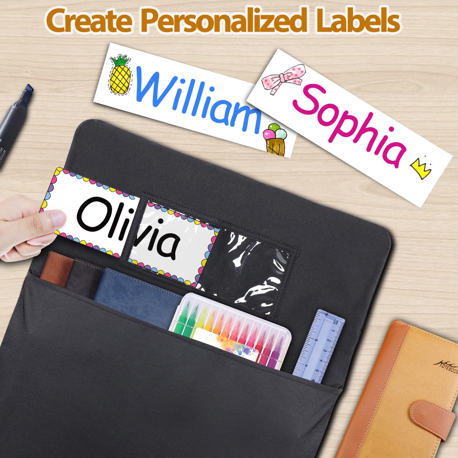 24 Pack Chairback Buddy Pocket Chart - 17x20 Inch Black Classroom Chair Pockets with Name Slot | Back of Chair Organizer for School Supplies, Books & Stationery Storage | Perfect for Teachers & Homeschooling