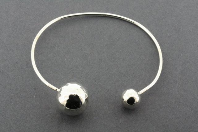 2 Pack Hammered Ball End Bangles - Sterling Silver Bracelets for Women, Elegant Stackable Jewelry for Everyday Wear & Special Occasions