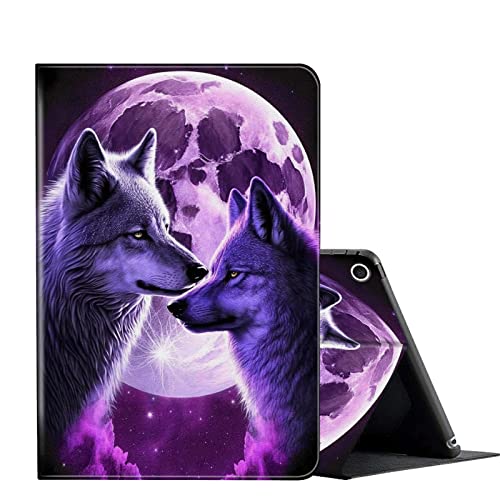 Purple Wolves Love Under Moon