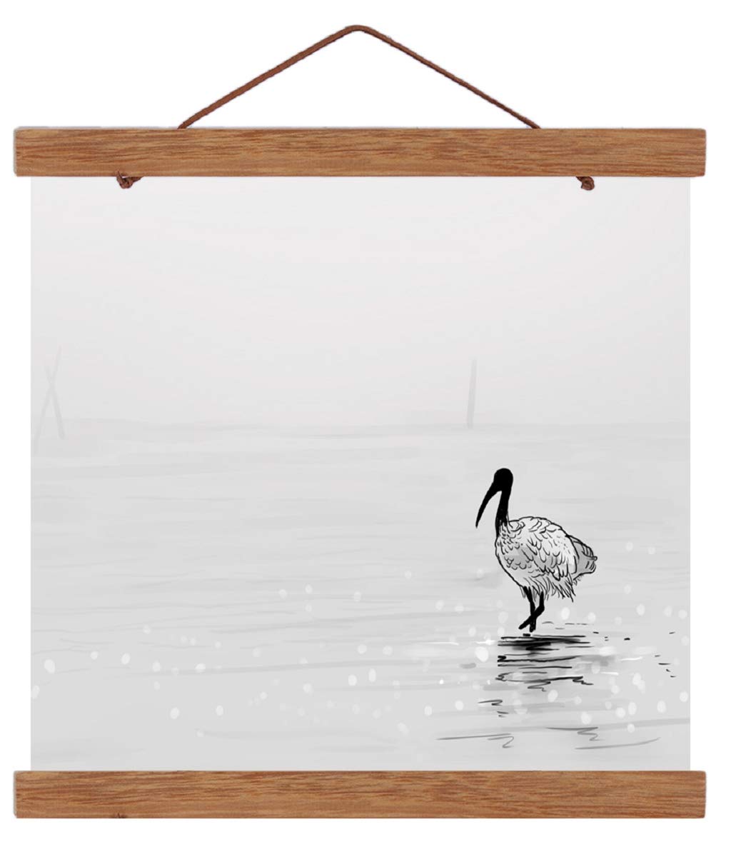 Magnetic Poster Hanger Frame - Light Wooden Canvas Art Display Kit with Dowel Rod (12