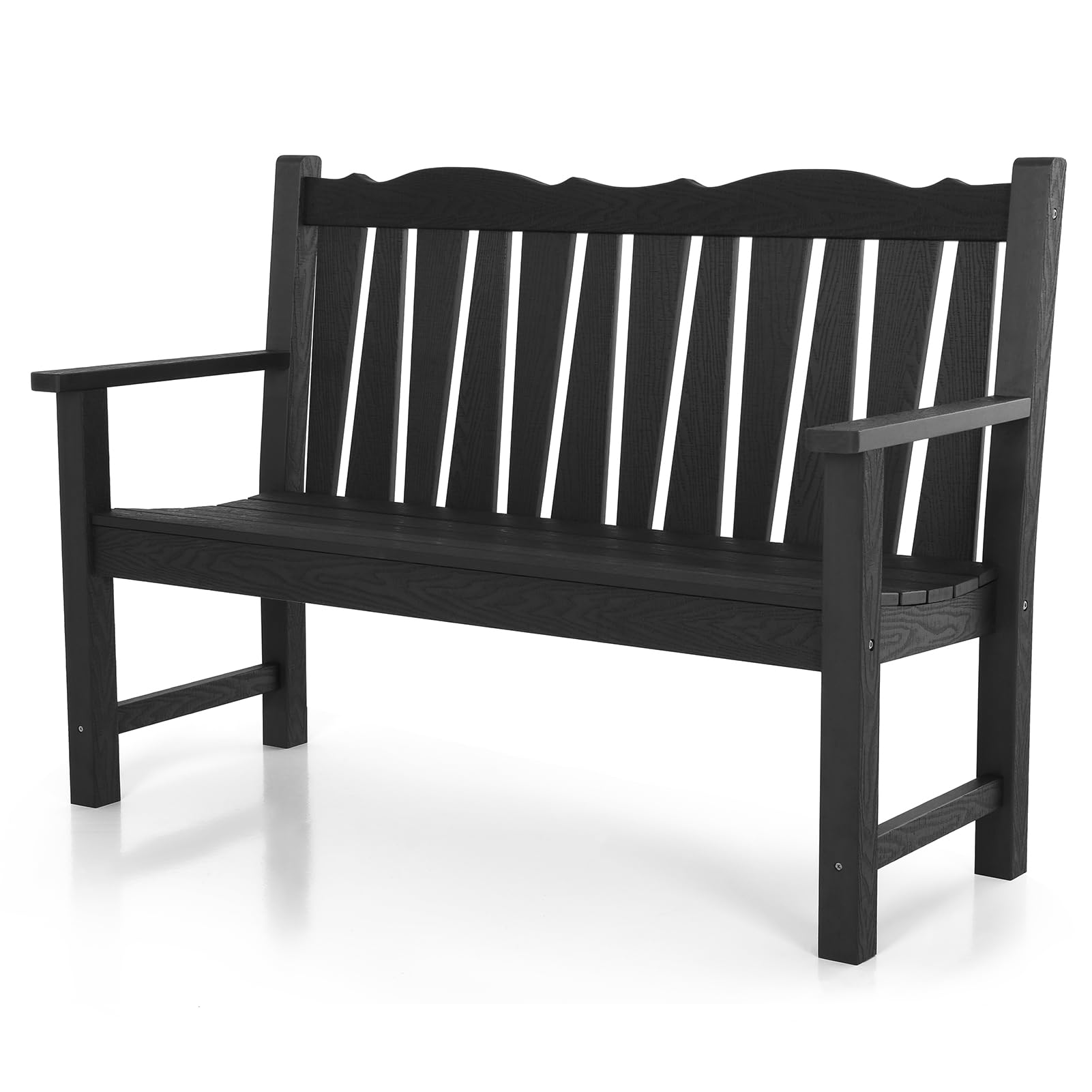 **Weatherproof Outdoor Bench for 2 People – 800lb Capacity All-Weather HIPS Garden Bench – Never Rot or Fade – Perfect for Porch, Patio, Backyard & Park (Black) – Ideal for Relaxing, Entertaining & Outdoor Decor**