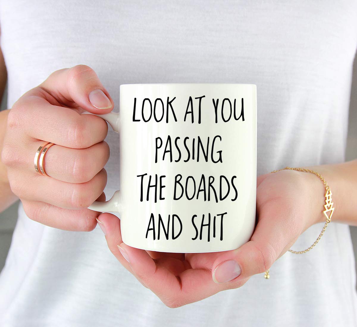 11oz Funny Coffee Mug Gift - 'Look at You Passing The Boards and Shit' - 1-Pack with Gift Box - Perfect for Medical School Graduates, MDs & Pharmacy Students - Great for Study Breaks, Office Use & Doctor Appreciation Gifts