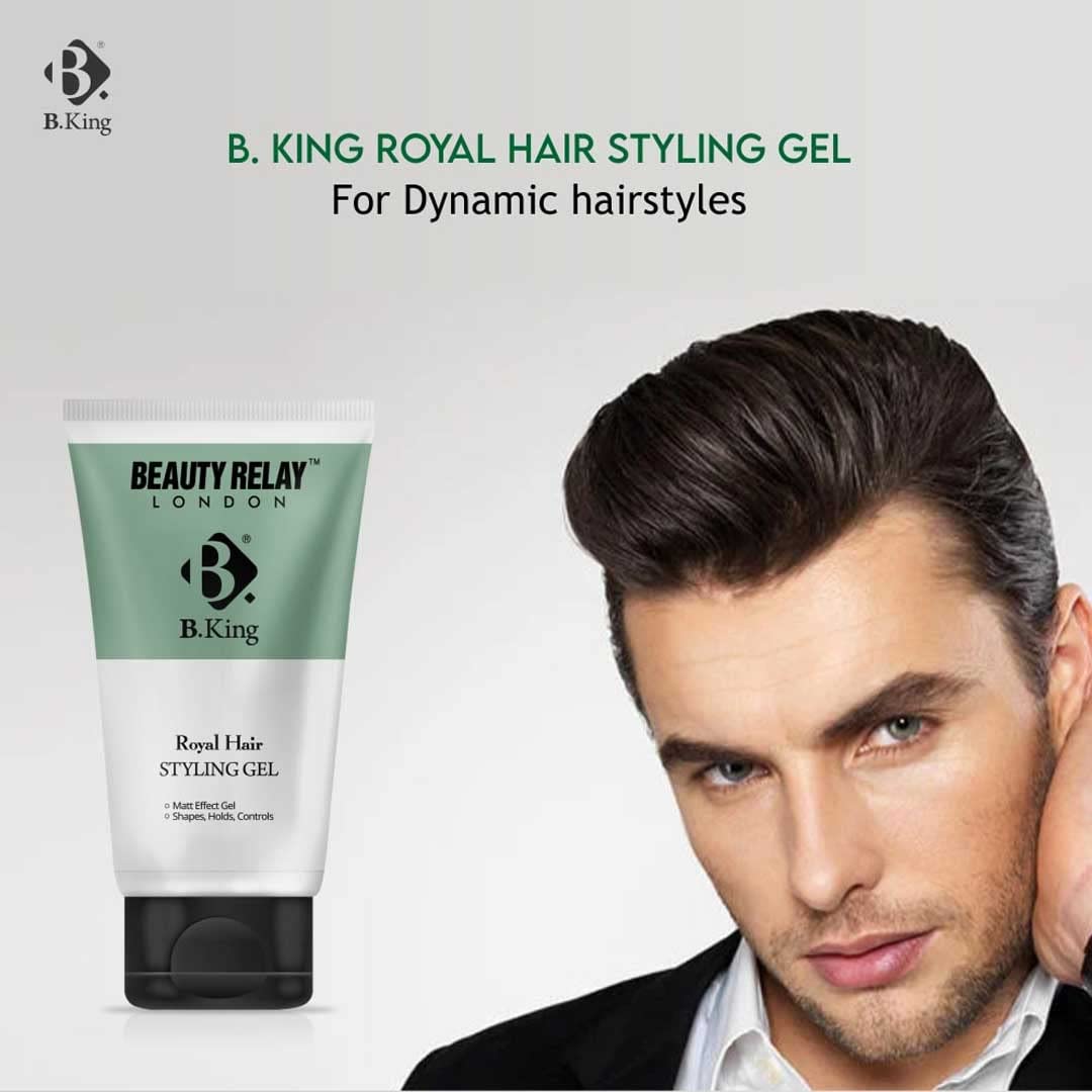 B.King Men's Hair Styling Gel with Redensyl, Vitamin E, Olive & Almond Oil - Lightweight, Flexible Hold for All Hair Types - 60g Pack - Perfect for Daily Styling, Special Occasions & Professional Looks