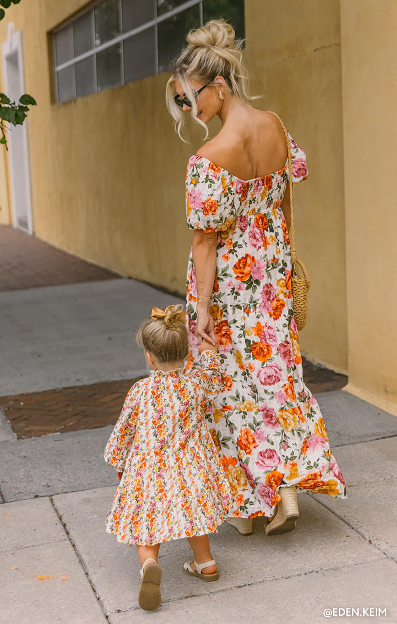 Little Birdie Dress - Hillside Stripe Floral Print Summer Dress for Girls | Casual Wear, Birthday Party, Photo Shoot Outfits