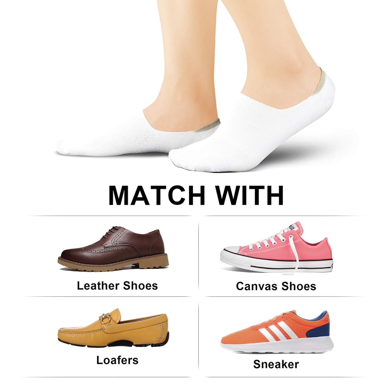 Wernies No Show Socks for Women - Low Cut Invisible Socks with Non-Slip Grip (4/8 Pairs) - Perfect for Sneakers, Loafers & Boat Shoes