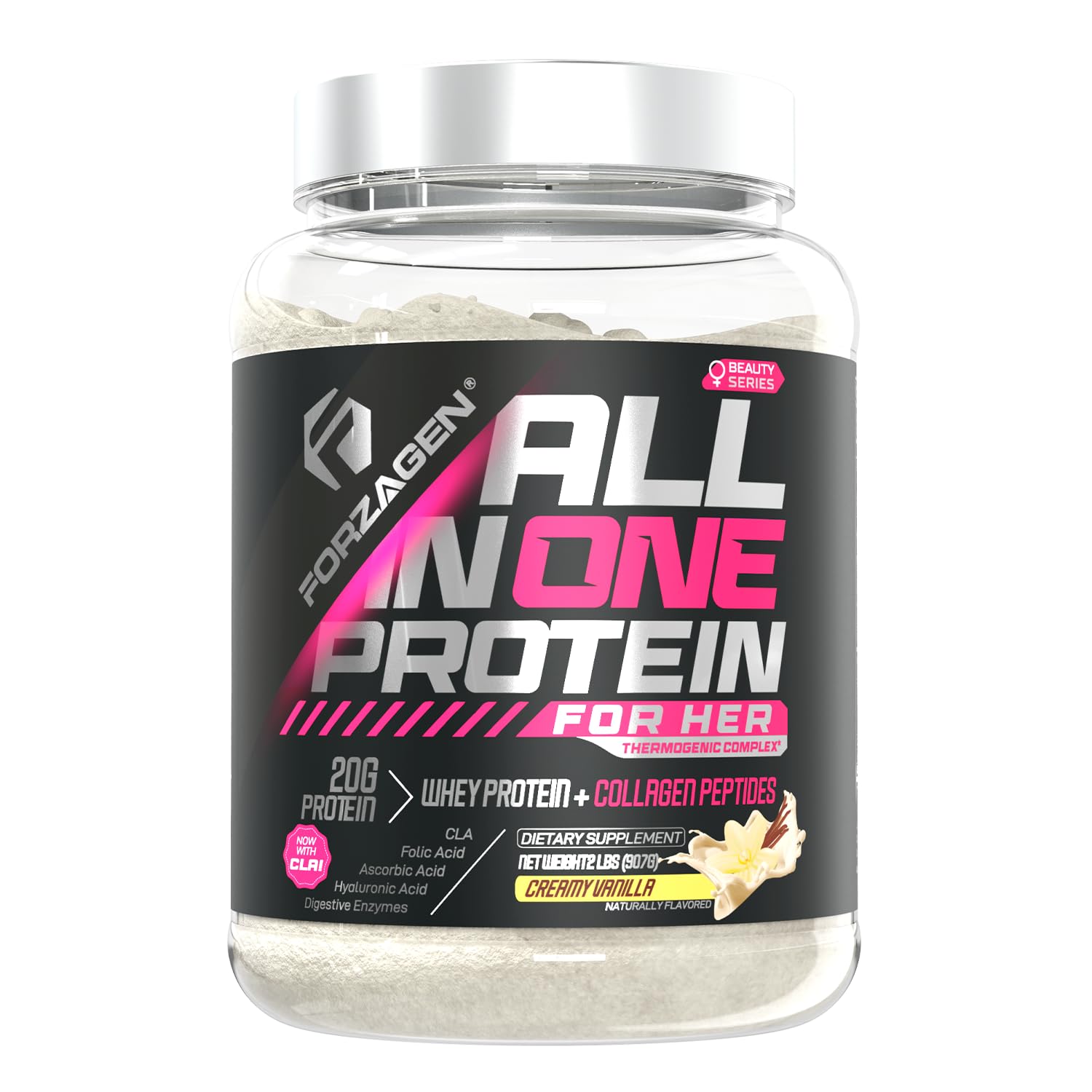 Forzagen All-in-One Protein Powder for Women | Multi Collagen Peptides & Hydrolyzed Collagen Supplement | Supports Gut Health, Muscle Recovery & Skin Elasticity | Ideal for Pre-Workout, Post-Workout & Daily Wellness | Vanilla Flavor, 30+ Servings | Perfect for Smoothies, Shakes & Active Lifestyles