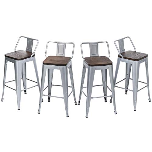 Low Back Swivel Silver With Wood