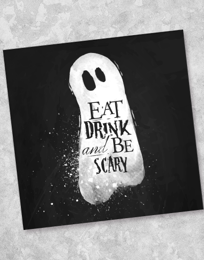 Eat Drink & Be Scary Ghost Beverage Napkins - 40 Count Halloween Party Supplies for Spooky Decorations & Themed Gatherings