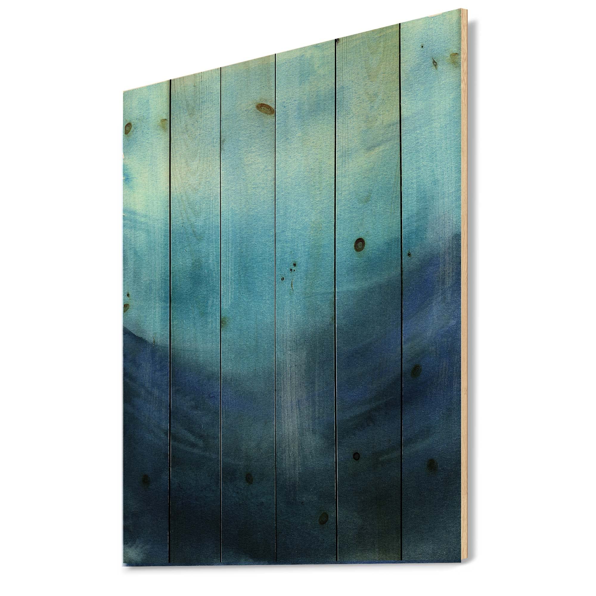 Blue Abstract Nautical Wood Wall Art - Large Coastal Wood Wall Decor Printed on Natural Pine - Perfect for Beach House, Living Room, or Office Decor