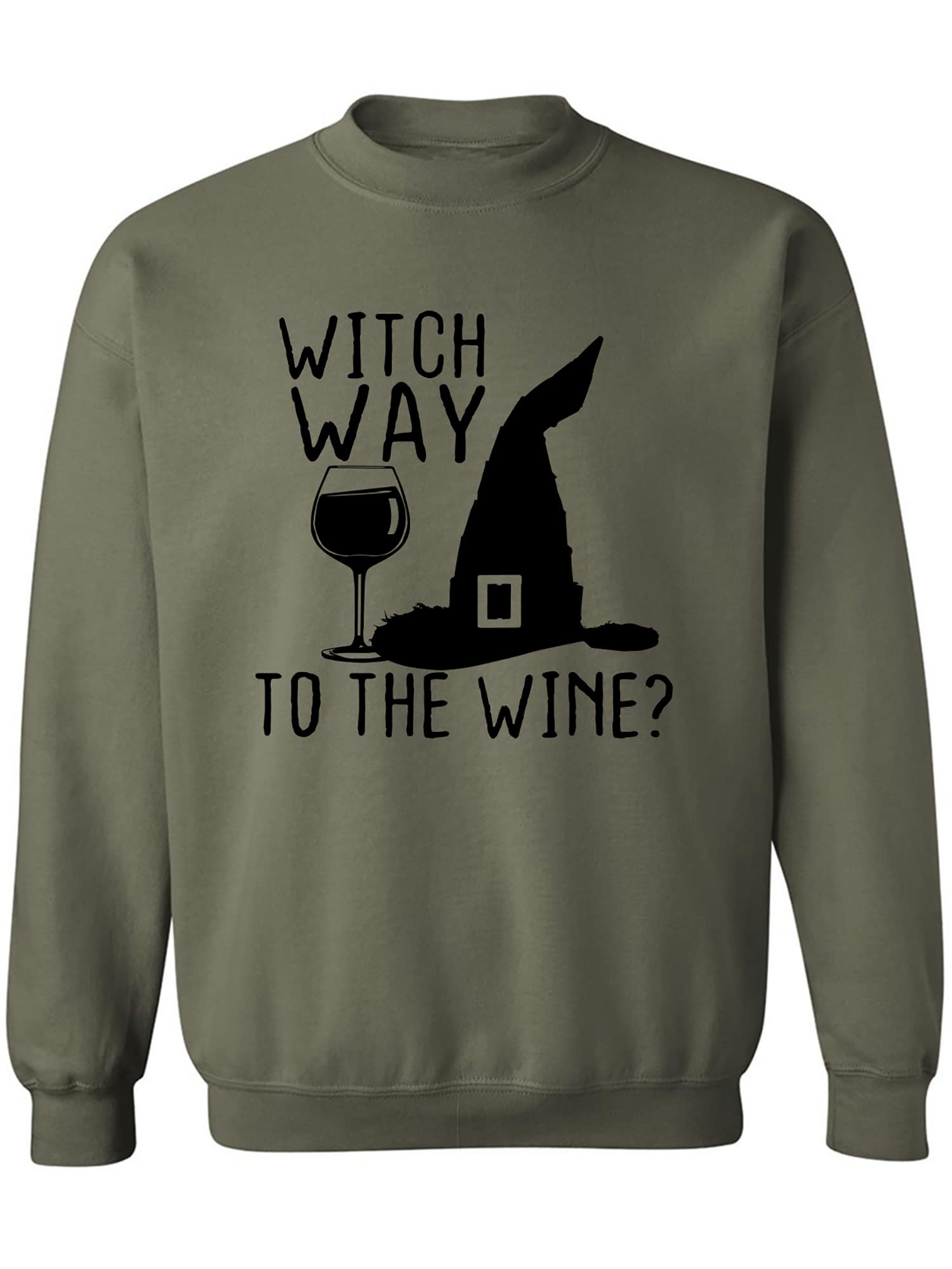 Zerogravitee Witch Way To The Wine? Halloween Crewneck Sweatshirt | Funny Witch Wine Lover Gift | Perfect for Halloween Parties & Wine Tasting Events