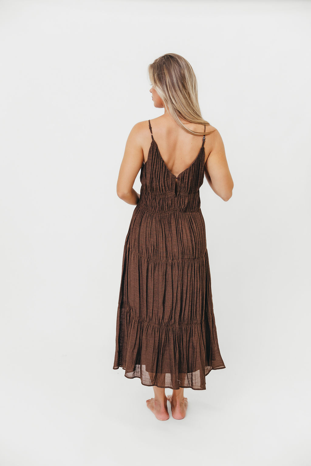 Stylish Kendra Midi Dress in Brown - Perfect for Casual Outings, Office Wear & Special Occasions | Women's Fashion