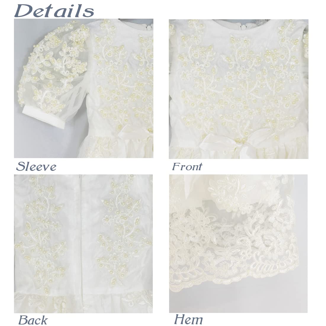 Newdeve Baby Girls Lace Beads Romper - White Infant Toddler Outfit 9-12 Months | Perfect for Photoshoots, Birthday Parties & Special Occasions